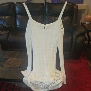 VENUS Off-White Crochet Long Sleeve Dress